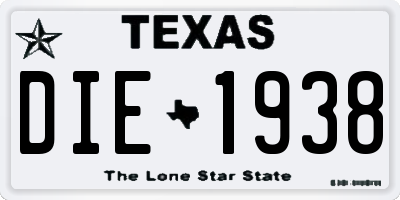 TX license plate DIE1938