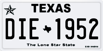 TX license plate DIE1952