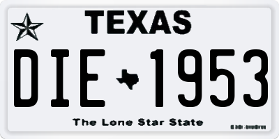 TX license plate DIE1953