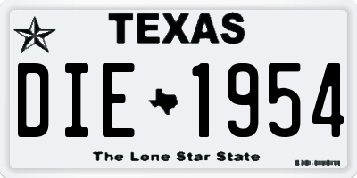 TX license plate DIE1954