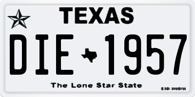 TX license plate DIE1957