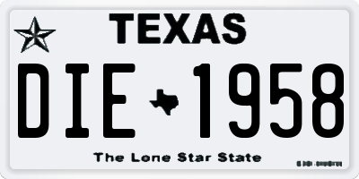 TX license plate DIE1958