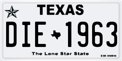 TX license plate DIE1963