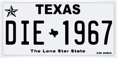 TX license plate DIE1967