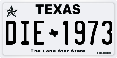 TX license plate DIE1973