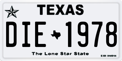 TX license plate DIE1978