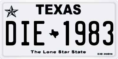 TX license plate DIE1983