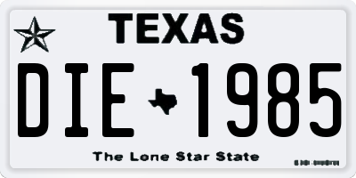 TX license plate DIE1985