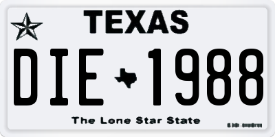 TX license plate DIE1988