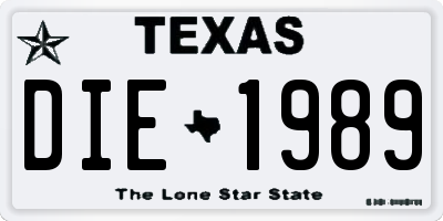 TX license plate DIE1989