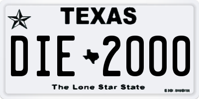 TX license plate DIE2000
