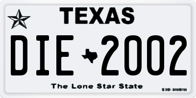 TX license plate DIE2002