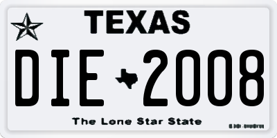 TX license plate DIE2008