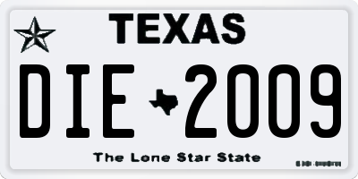 TX license plate DIE2009