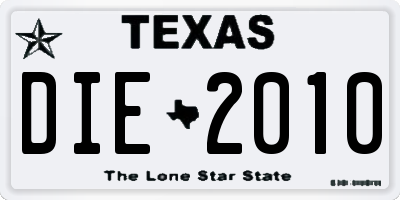 TX license plate DIE2010