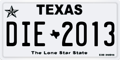 TX license plate DIE2013