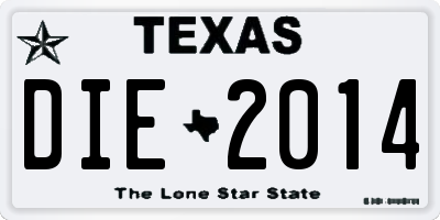 TX license plate DIE2014
