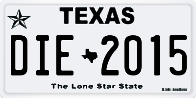 TX license plate DIE2015