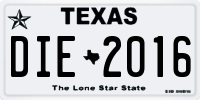 TX license plate DIE2016