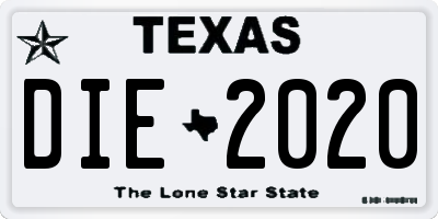 TX license plate DIE2020