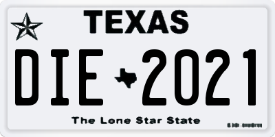 TX license plate DIE2021