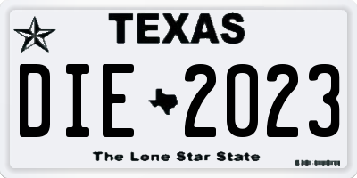 TX license plate DIE2023