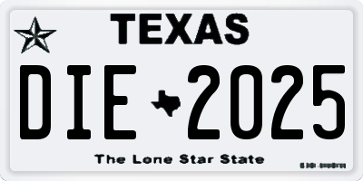 TX license plate DIE2025