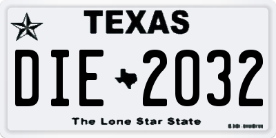 TX license plate DIE2032
