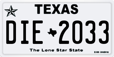TX license plate DIE2033
