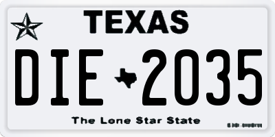 TX license plate DIE2035