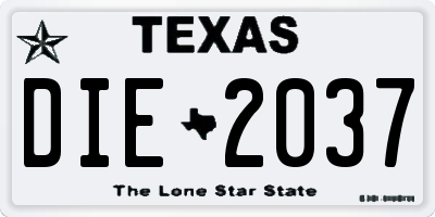 TX license plate DIE2037