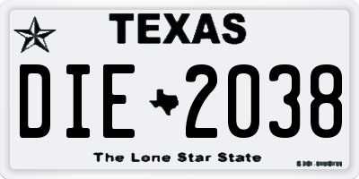 TX license plate DIE2038