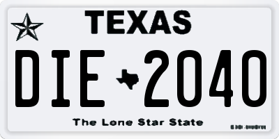 TX license plate DIE2040