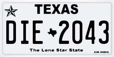 TX license plate DIE2043