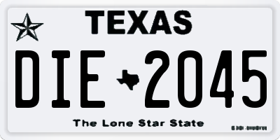 TX license plate DIE2045