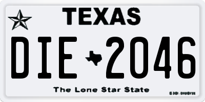TX license plate DIE2046