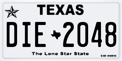 TX license plate DIE2048