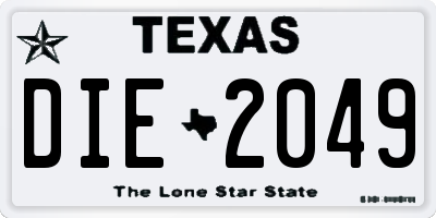 TX license plate DIE2049