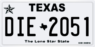 TX license plate DIE2051