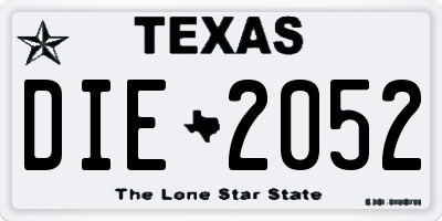 TX license plate DIE2052