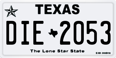 TX license plate DIE2053