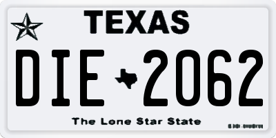 TX license plate DIE2062