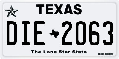 TX license plate DIE2063