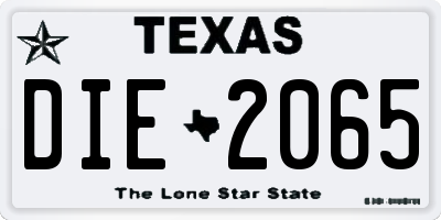TX license plate DIE2065