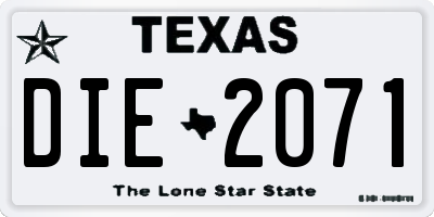 TX license plate DIE2071