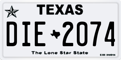 TX license plate DIE2074