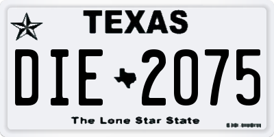 TX license plate DIE2075