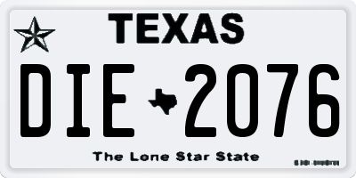 TX license plate DIE2076