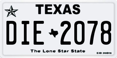 TX license plate DIE2078