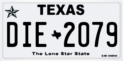 TX license plate DIE2079
